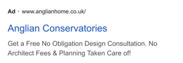 Anglian ad — Free no obligation design consultation, no architect fees