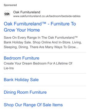 Oak Furnitureland ad — Save on every range in the Bank Holiday Sale