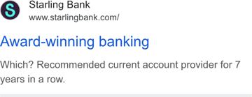 Starling Bank ad — Award-winning banking, Which? recommended 7 years running