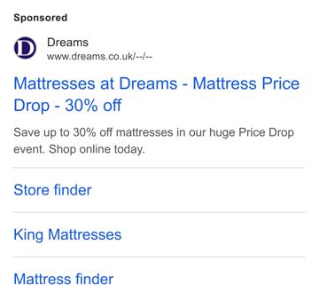 Dreams ad — Save up to 30% off mattresses in Price Drop event