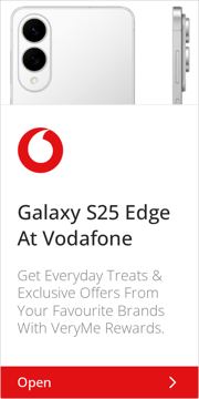 Vodafone ad — Galaxy S25 Edge at Vodafone with VeryMe Rewards