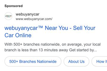 We Buy Any Car ad — Sell your car online near you nationwide