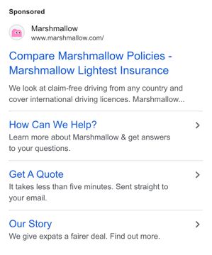 Marshmallow ad — Lightest insurance for international drivers and expats