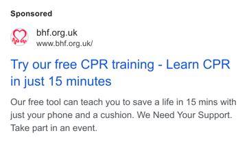 British Heart Foundation ad — Learn CPR free in just 15 minutes with your phone