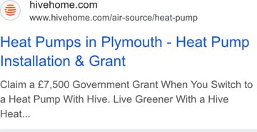 Hive ad — Claim £7,500 government grant switching to Hive heat pump