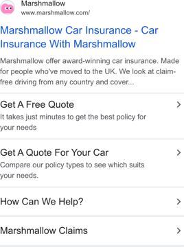 Marshmallow ad — Award-winning car insurance made for people who moved to UK