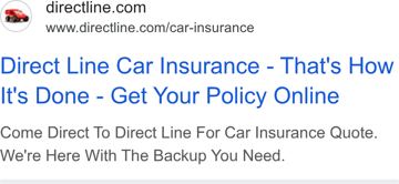 Direct Line ad — Come direct to Direct Line for car insurance quote