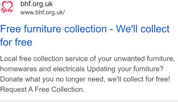 British Heart Foundation ad — We collect your unwanted furniture for free