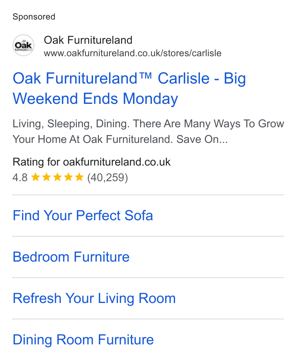 Oak Furnitureland ad — Big Weekend sale ends Monday, save on furniture