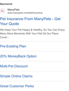 ManyPets ad — Get a quote for pet insurance with great cover options