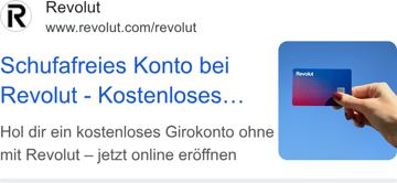 Revolut ad — Open a free Schufa-free current account with Revolut online