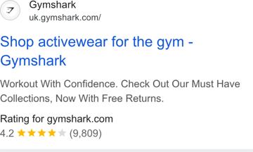 Gymshark ad — Shop activewear for the gym with free returns