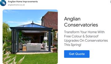 Anglian ad — Transform your home with free upgrades on conservatories this spring