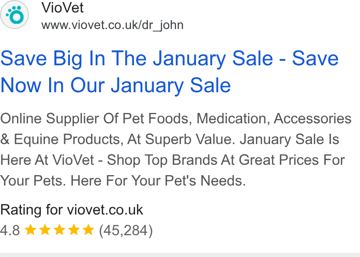 VioVet ad — Save big in the January Sale at VioVet