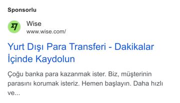 Wise ad — International money transfer — sign up in minutes