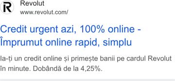 Revolut ad — urgent credit online, 100% digital, fast and simple