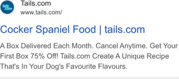 tails.com ad — Get your first box 75% off, cancel anytime