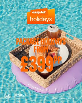 easyJet ad — Package holidays from £399 per person