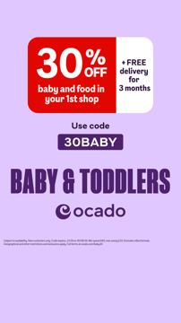 Ocado ad — 30% off baby and food in your first shop