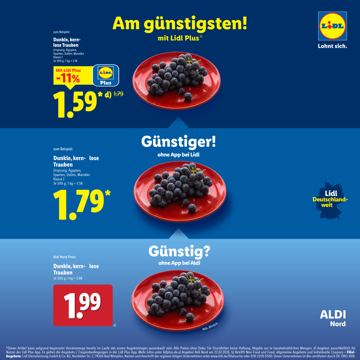 Lidl ad — Am gunstigsten mit Lidl Plus — beat Aldi price