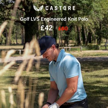 Castore ad — Golf polo now £42, down from £60