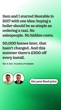 Heatable ad — Buying a boiler should be simple — £200 off every install