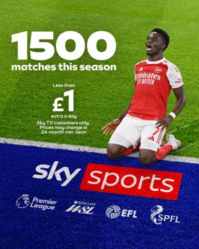 Sky ad — 1500 matches this season for less than £1 extra a day