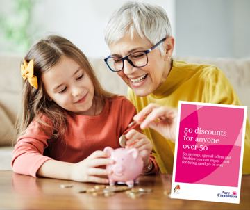 Pure Cremation ad — Free guide to 50 discounts for anyone over 50