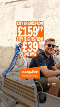 easyJet ad — City breaks from £159pp, city flights from £39