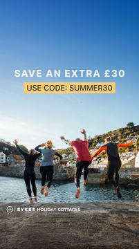 Sykes Cottages ad — Save an extra £30 with code SUMMER30
