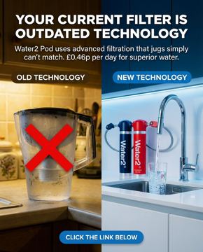 Victorian Plumbing ad — Your current filter is outdated — Water2 Pod is better