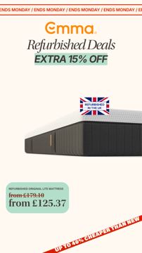 Emma Sleep ad — Extra 15% off refurbished deals, up to 46% cheaper