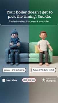 Heatable ad — Fixed price boiler online, fitted as quick as next day