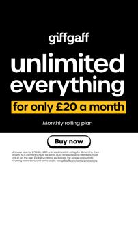 giffgaff ad — Unlimited everything for only £20 a month