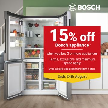 Wickes ad — 15% off Bosch appliances when you buy 3 or more
