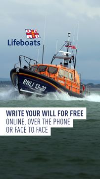 RNLI ad — Write your will for free online, phone or in person