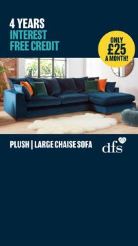 DFS ad — 4 years interest free credit, only £25 a month