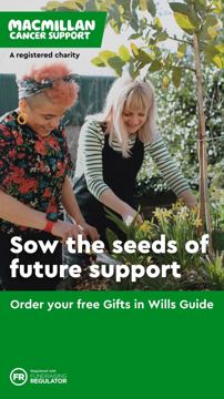 Macmillan ad — Sow the seeds of future support with a free guide