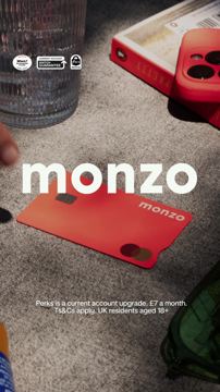 Monzo ad — Monzo Perks is a current account upgrade for £7 a month