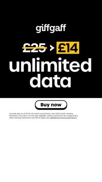 giffgaff ad — Unlimited data now just £14 down from £25