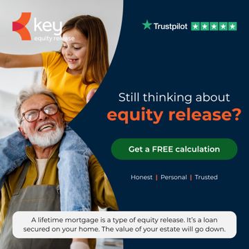 Key Equity Release ad — Free equity release calculator shows how much you can release