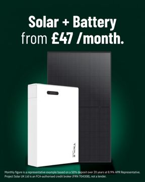 Project Solar ad — Solar + Battery from £47 per month