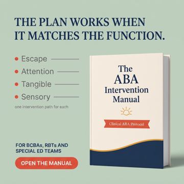 Manual ad — Step-by-step ABA intervention plan matched to behavior function