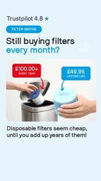 iHeat ad — Switch to a reusable filter and save £100+ a year