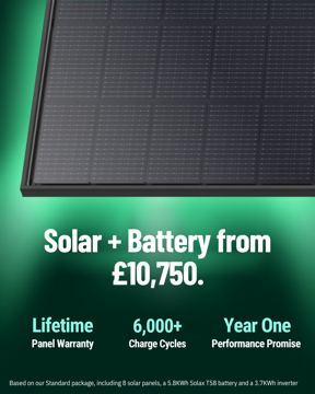 Project Solar ad — Solar + Battery from £10,750 with lifetime warranty