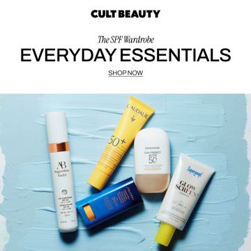 Cult Beauty ad — The SPF Wardrobe — everyday essentials, shop now