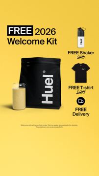 Huel ad — Free 2026 Welcome Kit with your first order