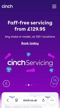 Cinch ad — Faff-free car servicing from £129.95 any make or model